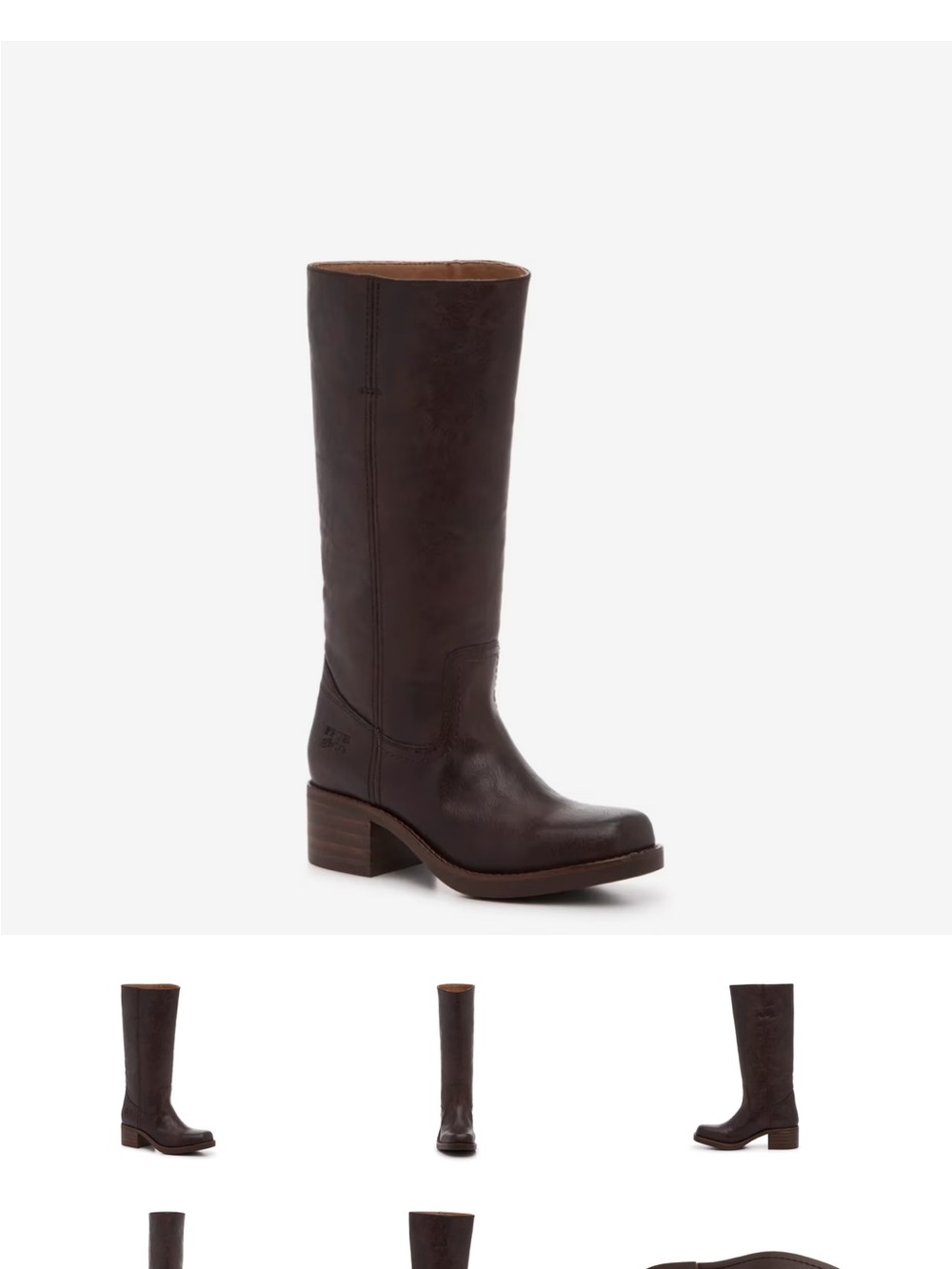 FRYE AND CO. Dark Brown Leather Mid-Calf Block Heel Boot WIDE CALF